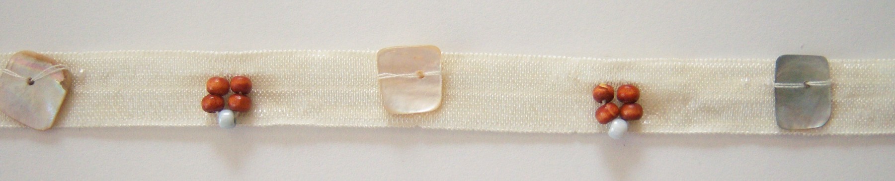 Ivory Mother of Pearl/Beads Fold Over Elastic