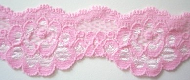 Pink Roses 1 1/2" Stretch Lace