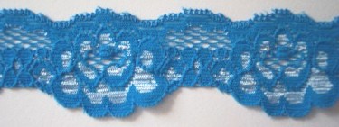 Turquoise Roses 1 1/2" Stretch Lace