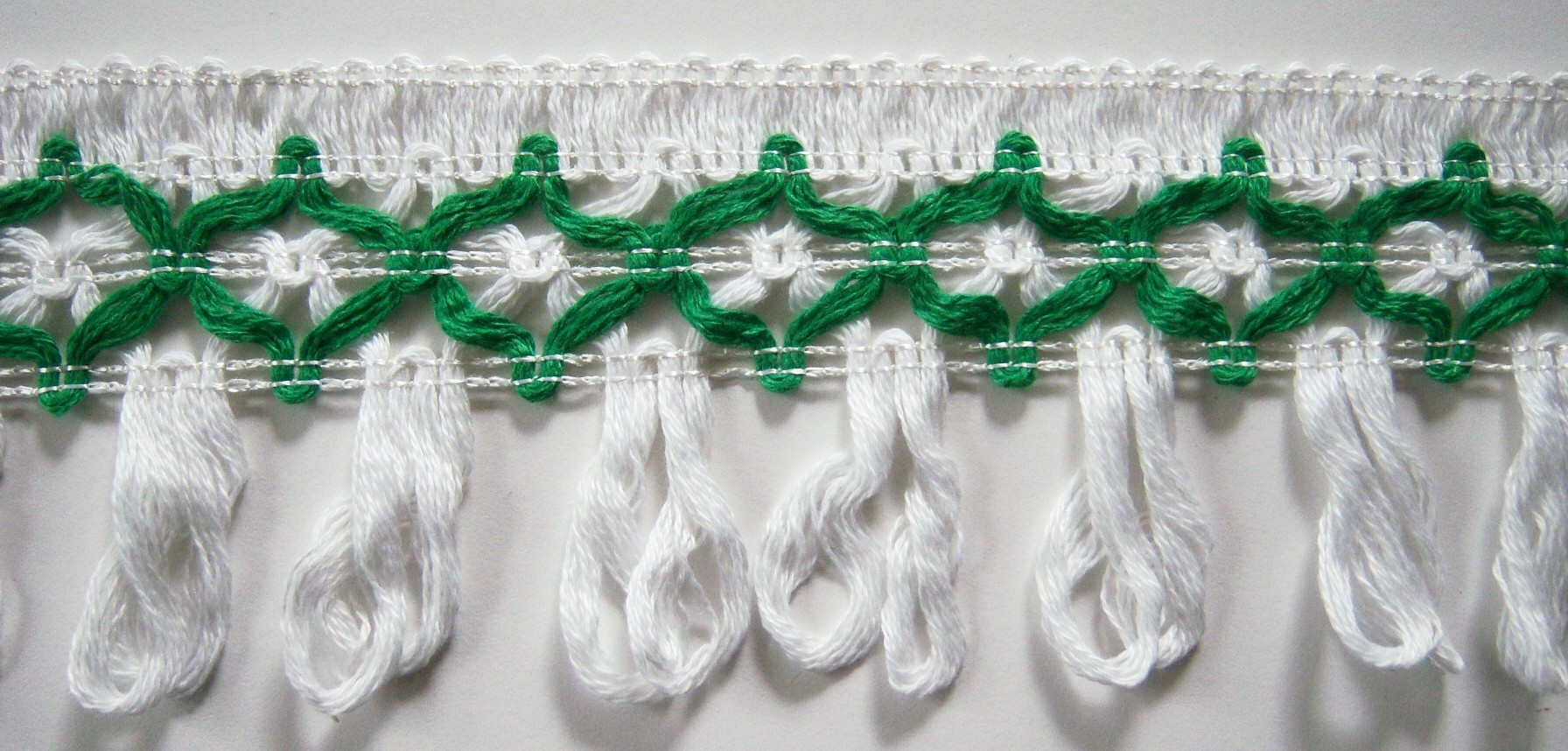 White/Green 3 3/4" Fringe