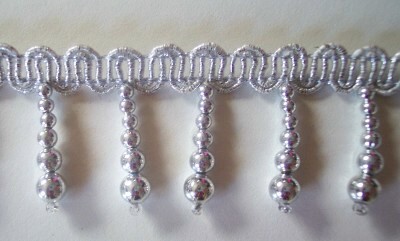 Silver Metallic 1" Bead Fringe