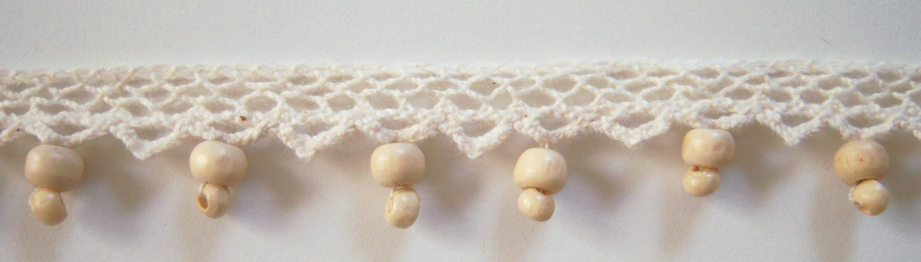 Cluny Lace/Wood Bead Fringe