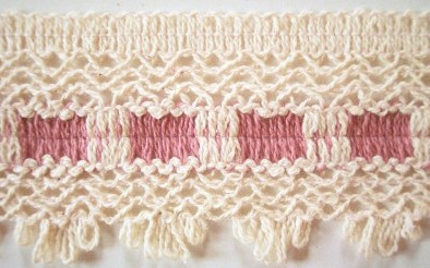 Natural/Dusty Rose 2 1/4" Cluny Lace