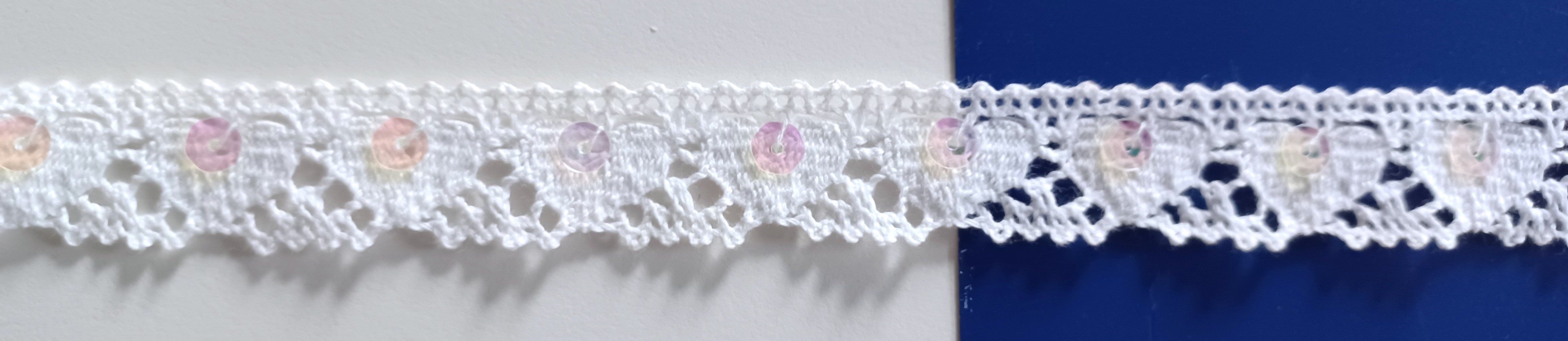 White Sequin 3/4" Cluny Lace
