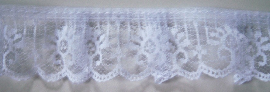 White Nylon 1 5/8" Gathered Lace
