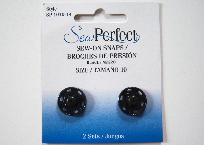 Sew Perfect Black Size 10 Sew On Snaps