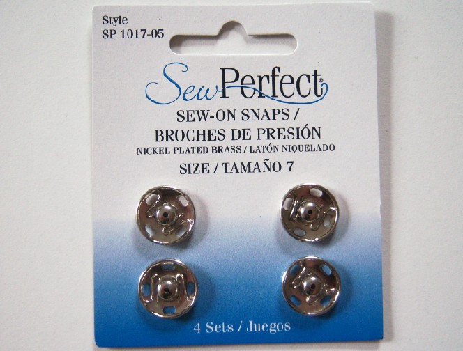 Sew Perfect Nickel Size 7 Sew On Snaps