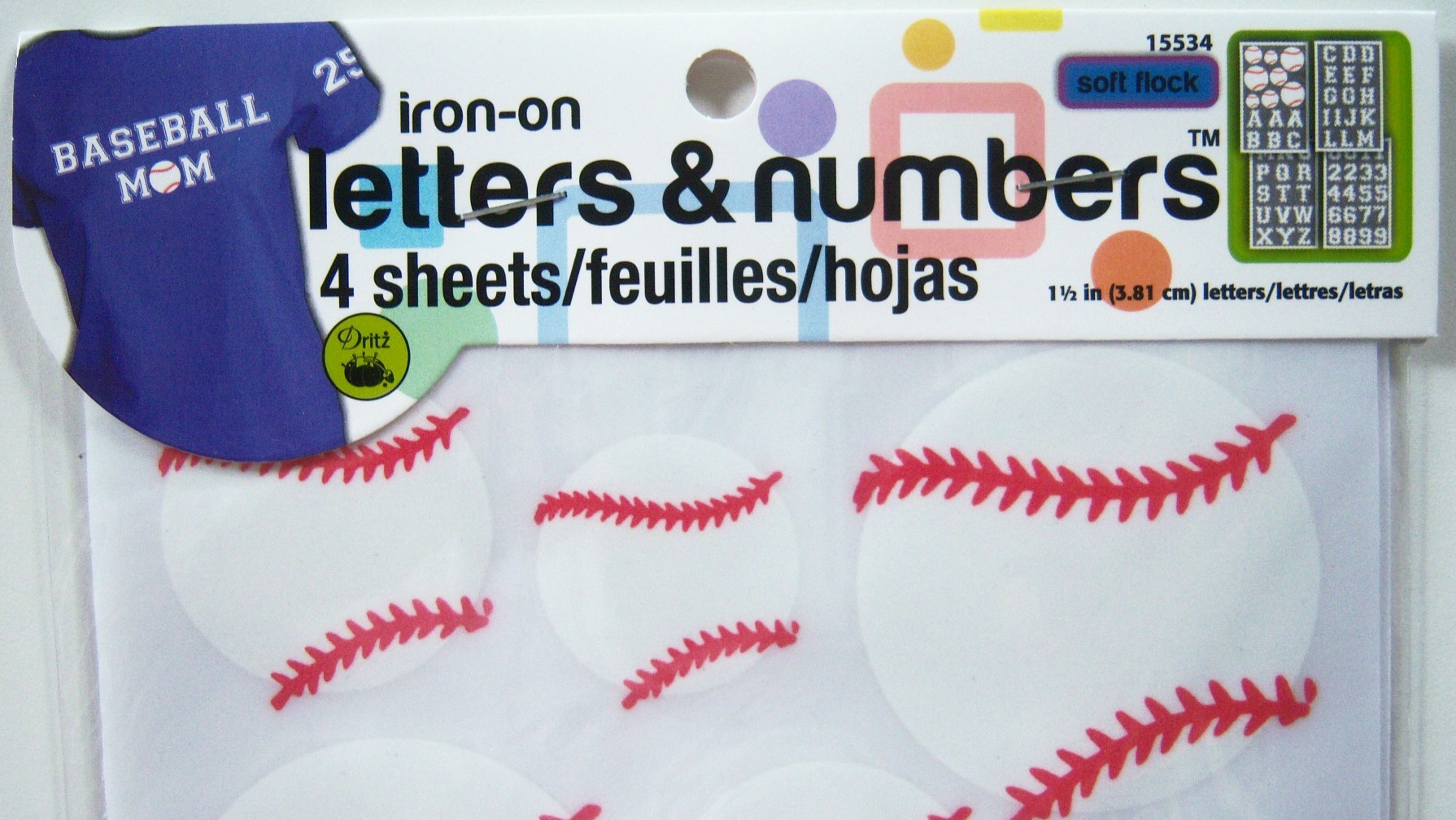 15534 Baseball Iron on Letters