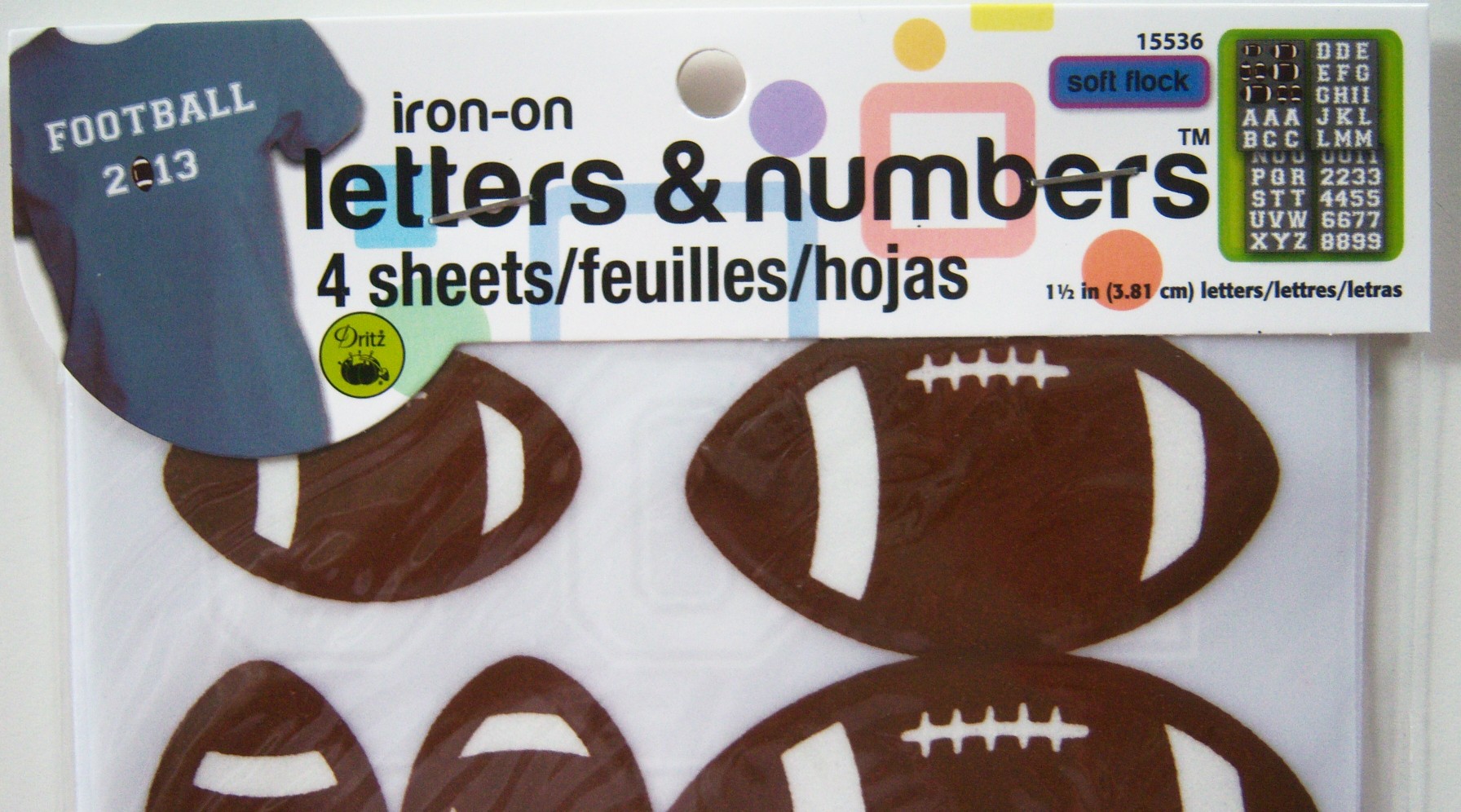 15536 Dritz Football Iron on Letters