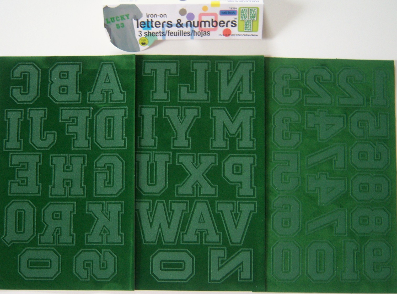 15556 Collegiate Green Iron on Letters