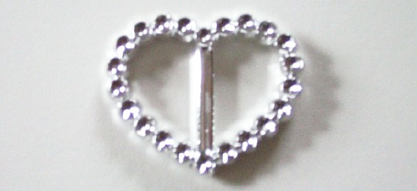 Silver Metallic 5/8" x 1" Heart Poly Stoneless