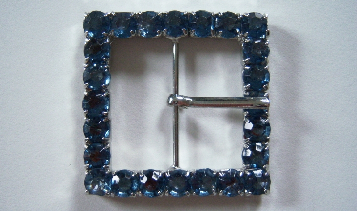 Silver Sapphire Crystals Square Buckle