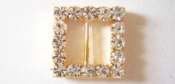Gold Austrian Crystal 13/16" Square Buckle