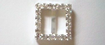 Silver Austrian Crystal 3/4" Square Buckle