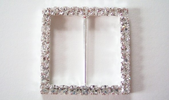 Silver Austrian Crystal 1 5/8" Square