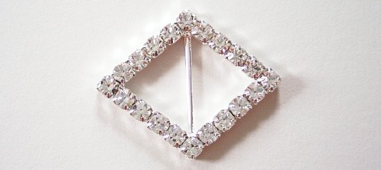 Silver Austrian Crystal 1 1/4" x 1 1/2" Buckle