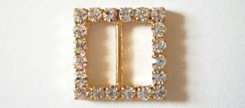 Gold Austrian Crystal 3/4" Square Buckle