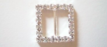 Silver Austrian Crystal 3/4" Square Buckle