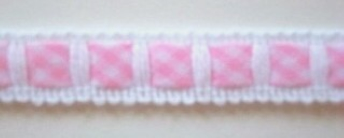 White/Pink Gingham 7/16" Braid