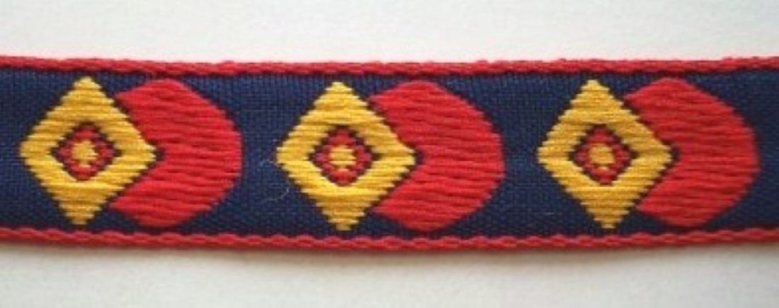 Navy/Red/Yellow 5/8" Deco Jacquard