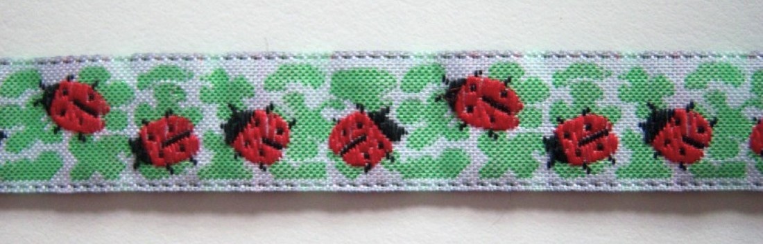 Red Ladybugs 9/16" Jacquard