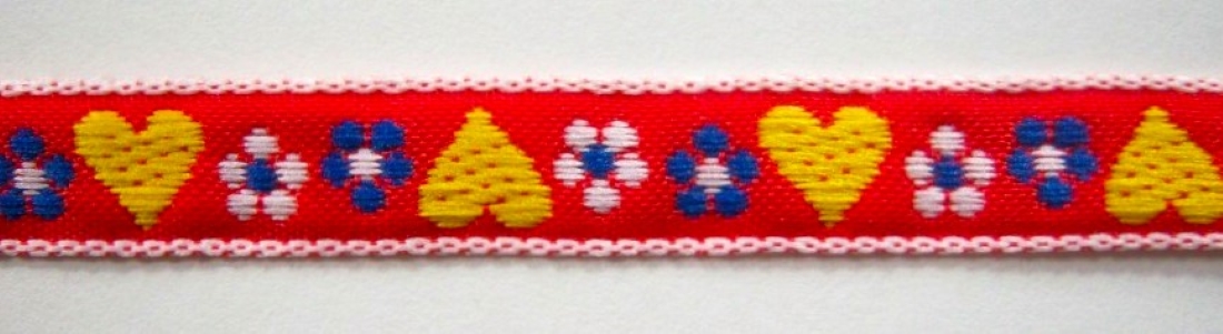 Red/Yellow 7/16" Hearts Jacquard