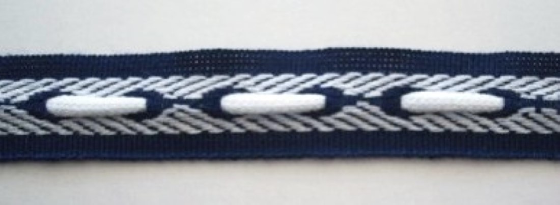Navy/White Laced 3/4" Soft Tape