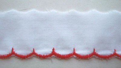 White/Red 1 1/4" Eyelet Lace