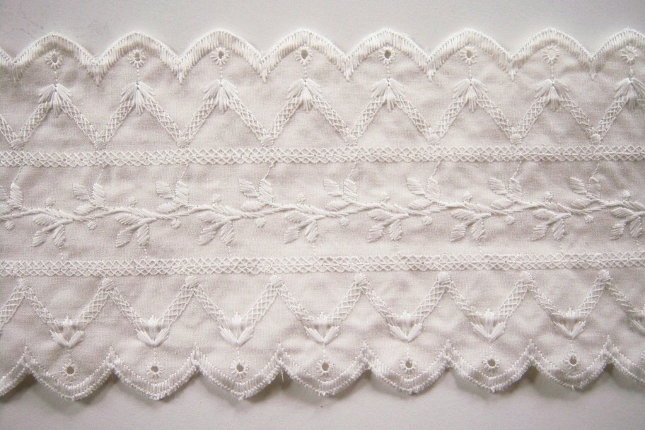 Natural 4 1/2" Embroidered Cotton