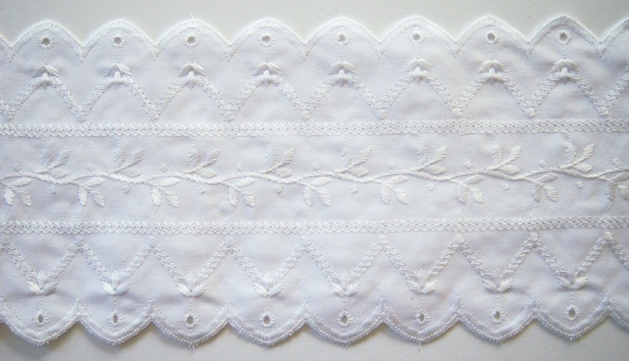 Antique White 4 1/2" Embroidered Cotton