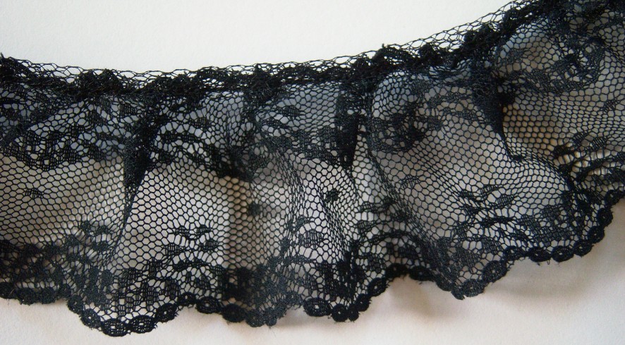 Black 1 3/4" Ruffled Lace