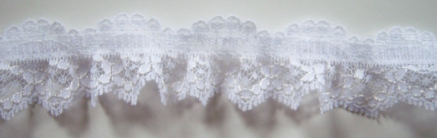 White 1 3/8" Ruffled Lace