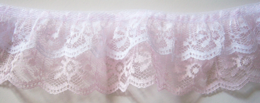 White/Pink Double Gathered Lace