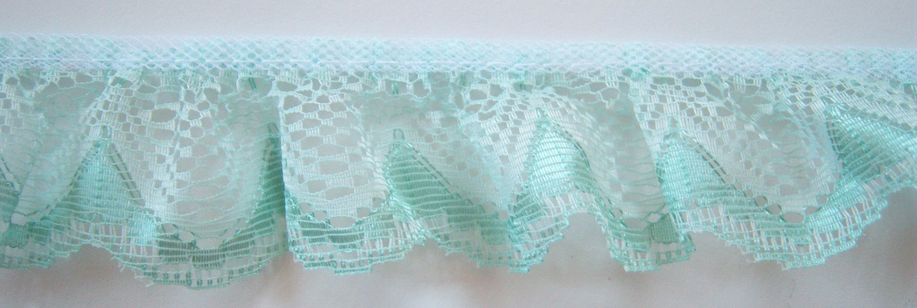 White/Seafoam 1 3/4" Ruffled Lace