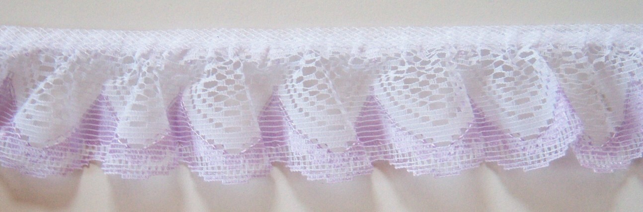 White/Orchid 1 3/4" Ruffled Lace