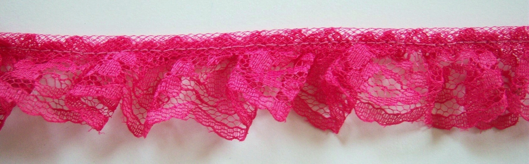 Shocking Pink 1 1/4" Ruffled Lace