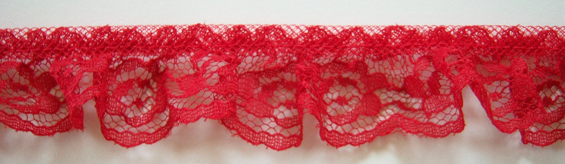 Red Floral 1 1/4" Ruffled Lace