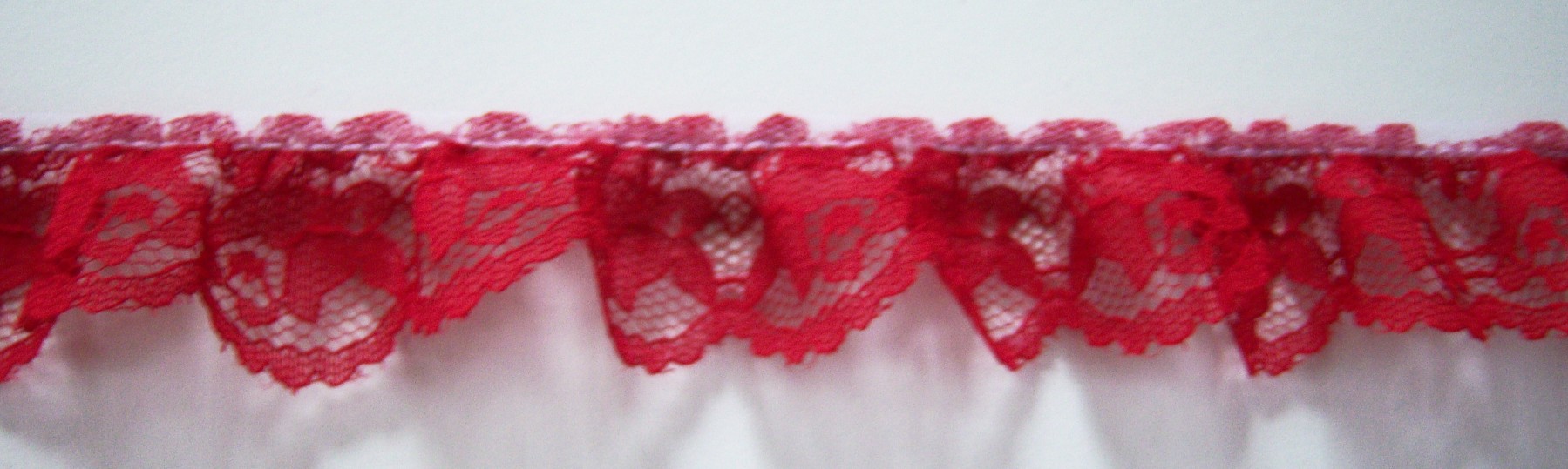 Crimson 1 1/4" Ruffled Lace