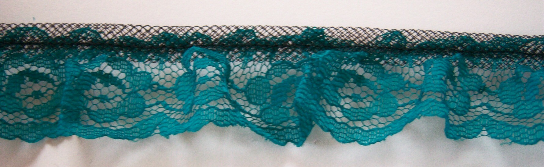 Black/Teal 1 1/4" Ruffled Lace
