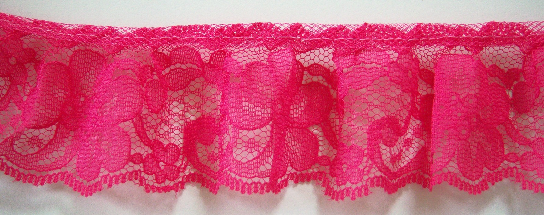 Shocking Pink 1 3/4" Ruffled Lace