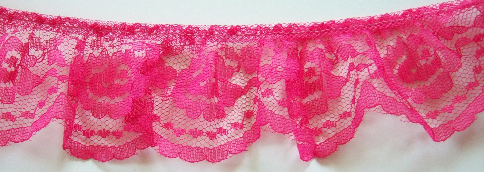 Shocking Pink 2" Ruffled Lace