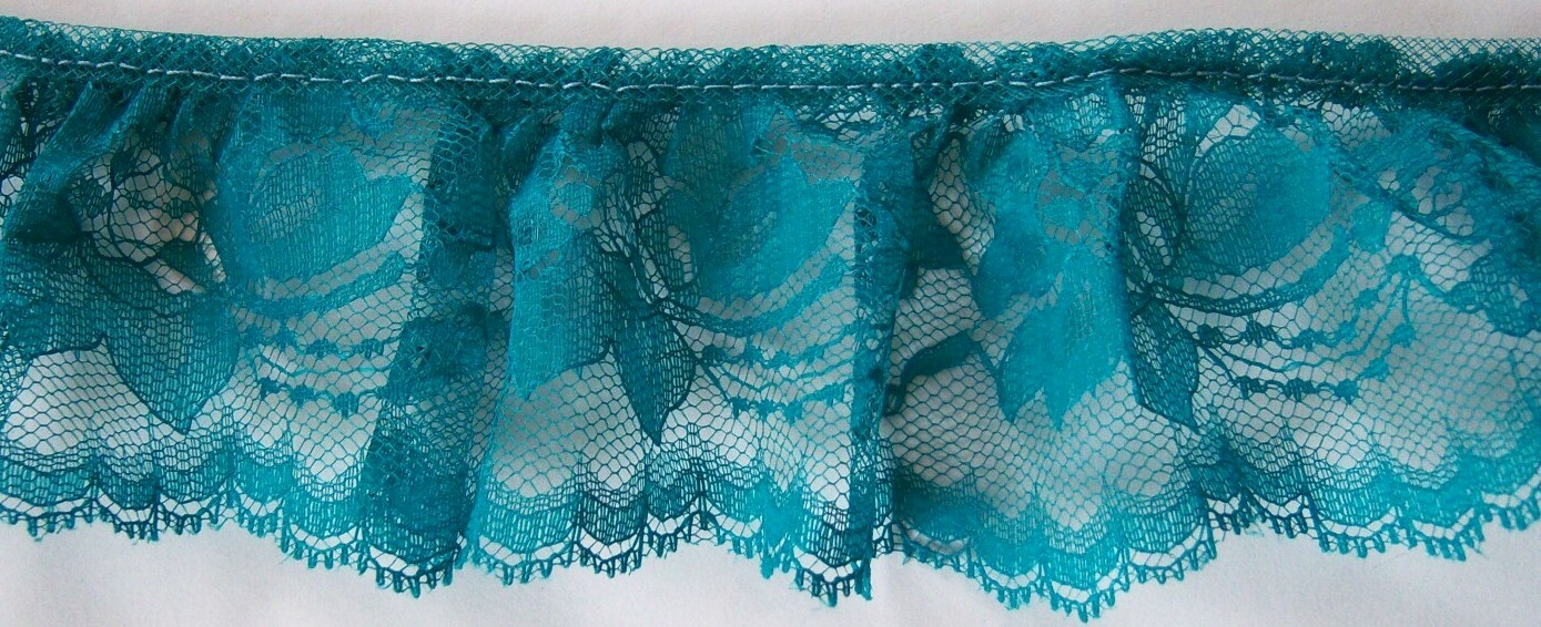 Teal 3" Ruffled Lace