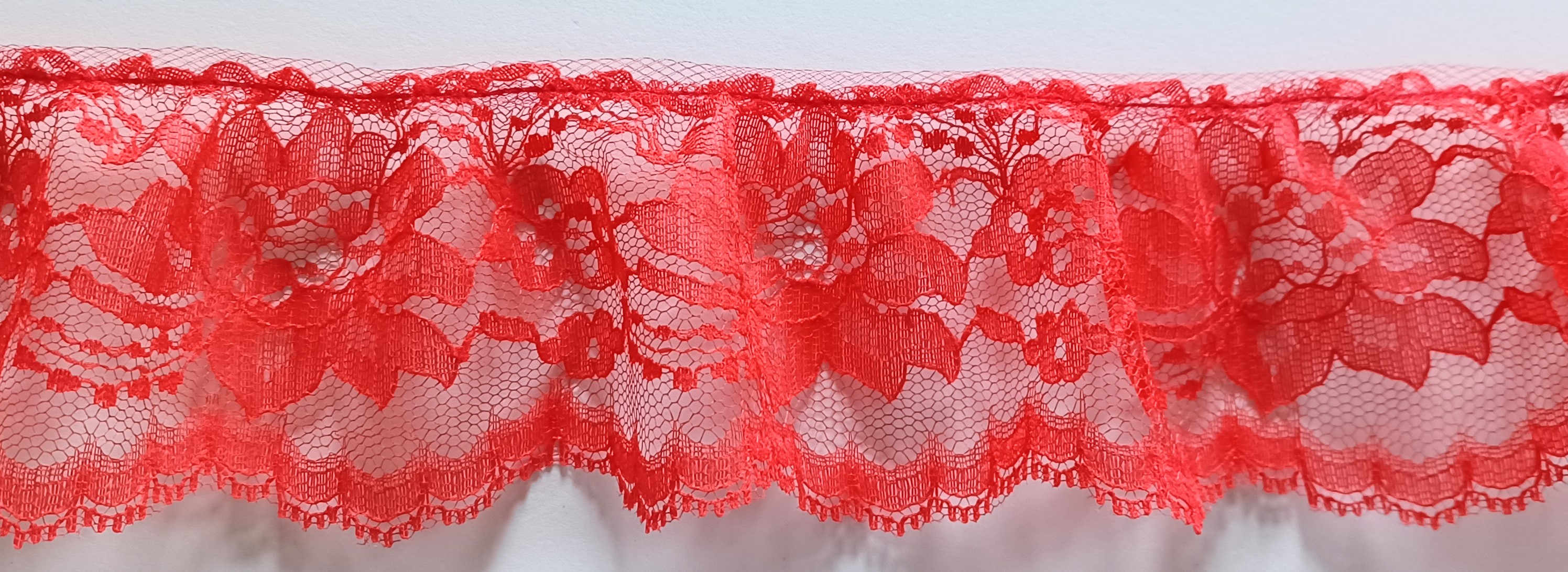Tomato Red 3" Ruffled Lace