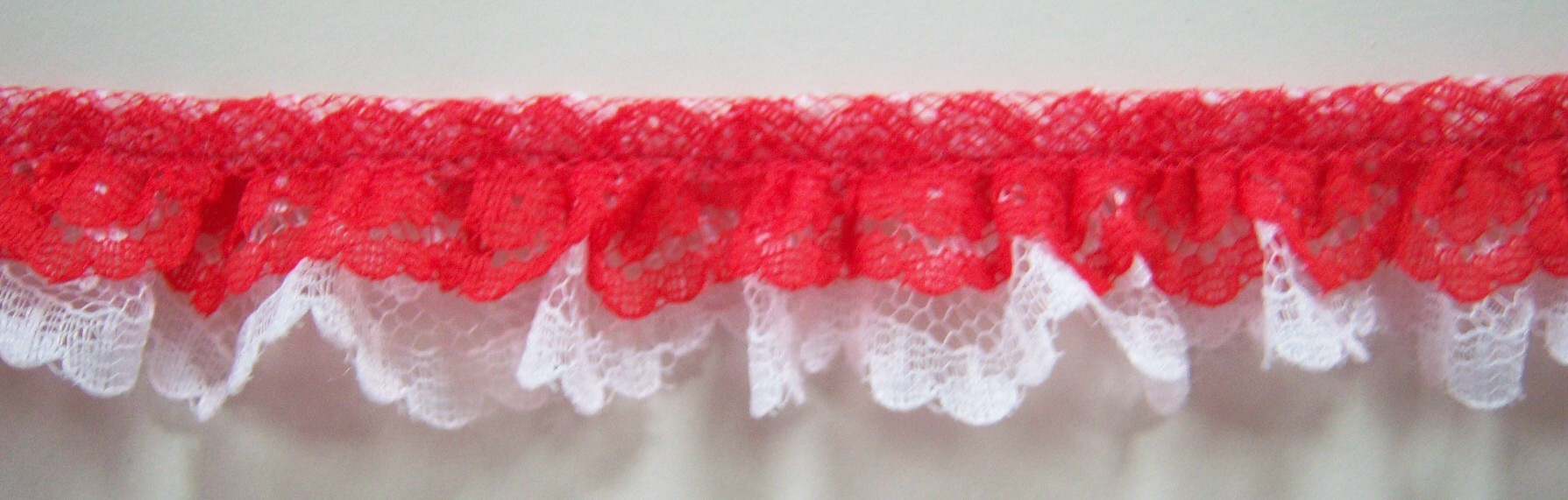 Red/White 1 1/8" Gathered Lace