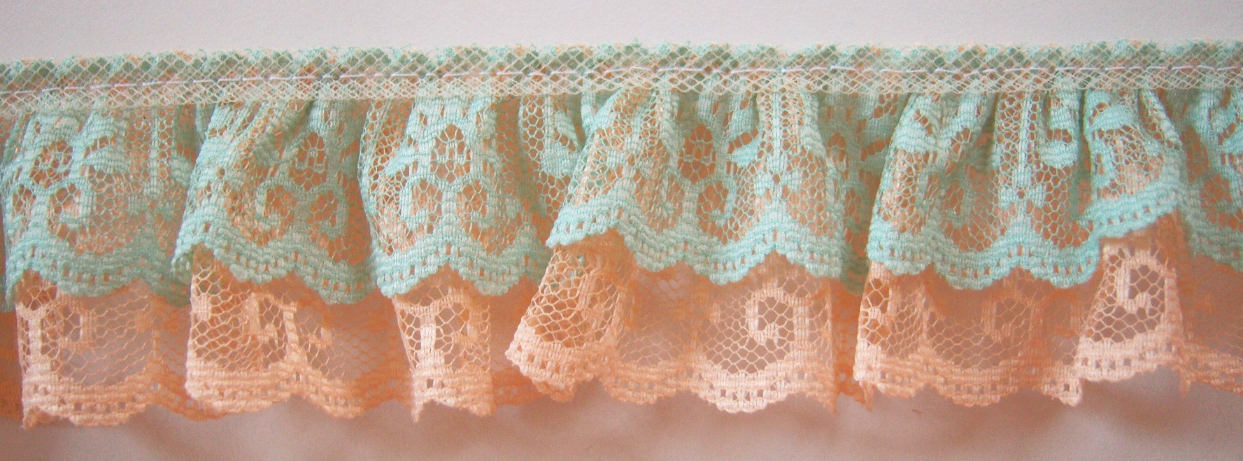 Mint/Peach Double Gathered Lace