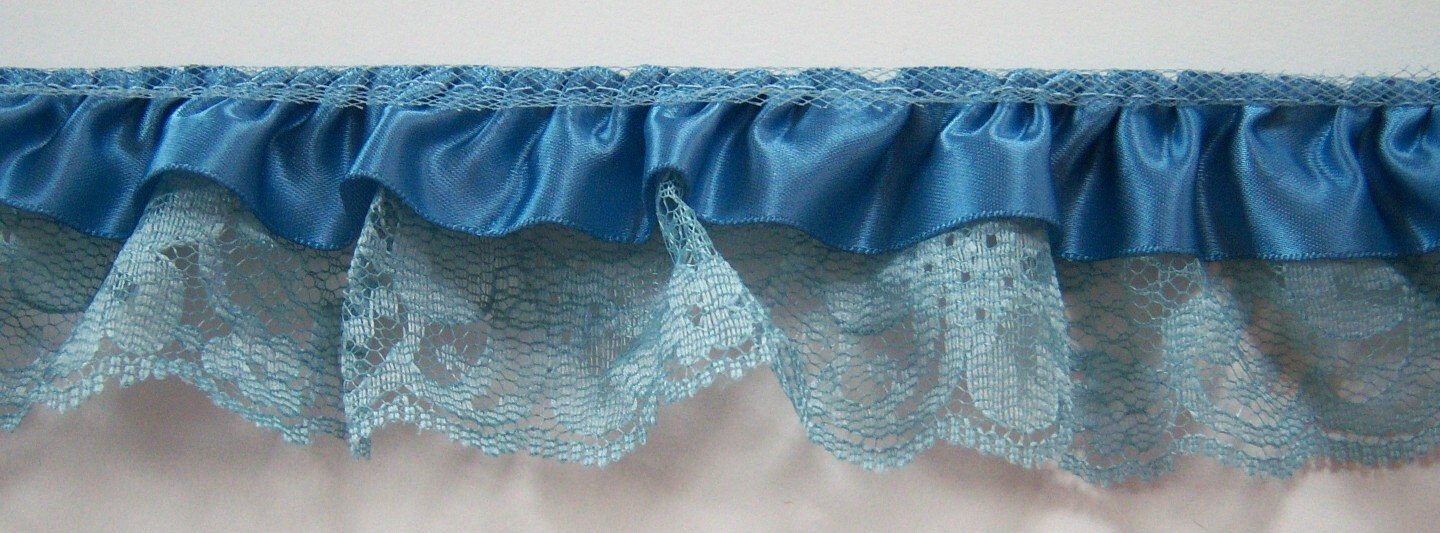 Blue Satin/Blue 2" Ruffled Lace