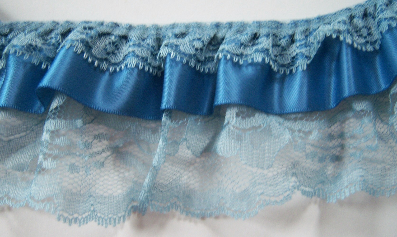 Blue Satin/Country Ruffled 3 1/4" Lace