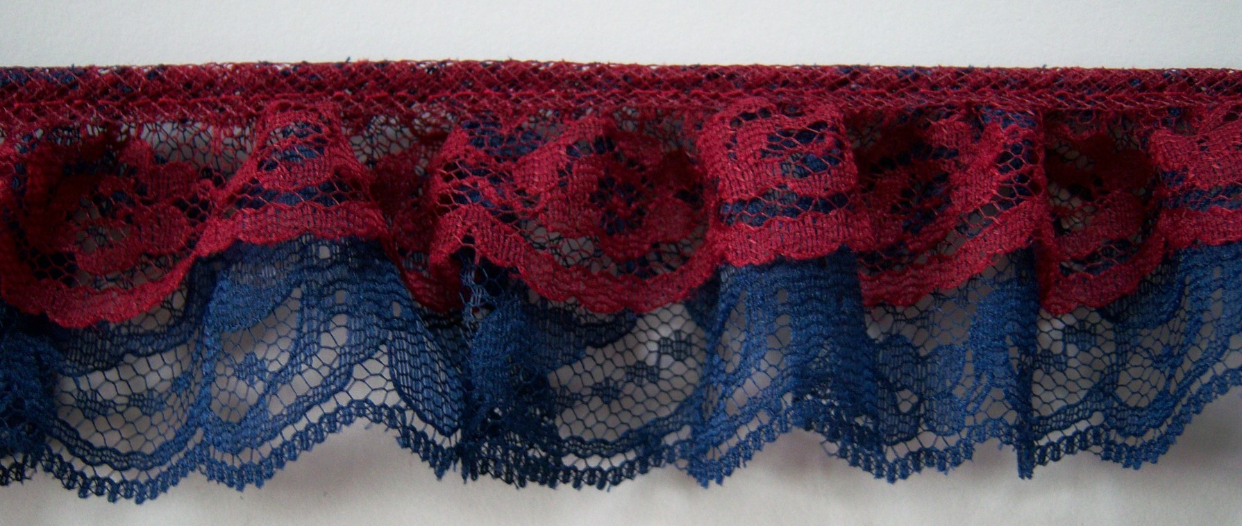 Burgundy/Classic Navy Double Gathered Lace
