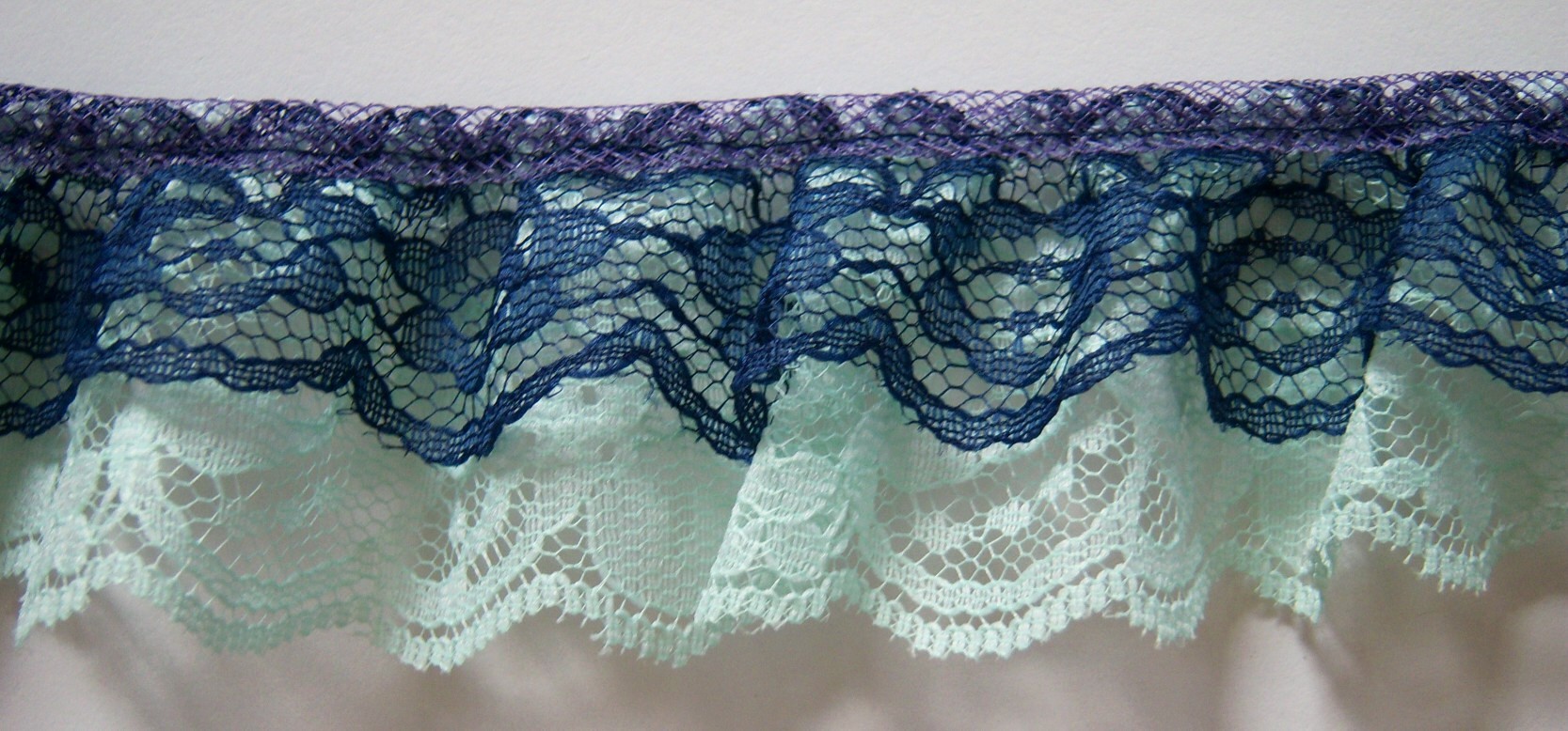 Navy/Mint Double Gathered Lace