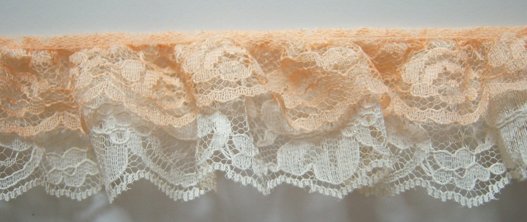 Peach/Ivory Double Gathered Lace